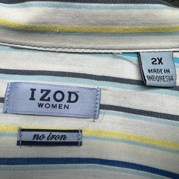 Izod Shirt Womens 2X Non Iron Career Office Workwear Business Casual Breathable - Picture 2 of 11
